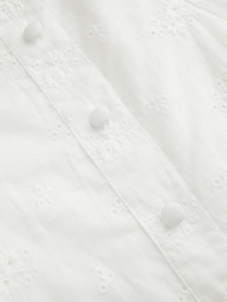 Cotton Broderie Anglaise Contrast Bowknot Flared Mini Dress