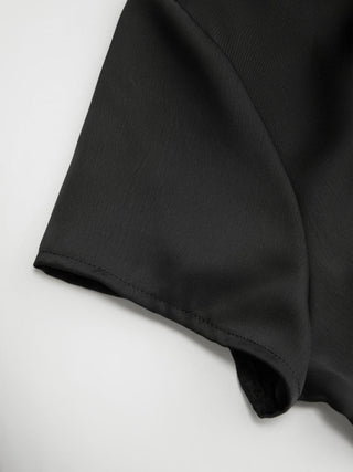 Satin Short Sleeve Ruched Corset Blouse