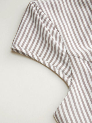 Mandarin Collar Stripe Short Dress
