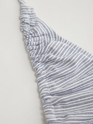 Cotton-blend Striped Halter Neckline Drawstring Peplum Hem Top