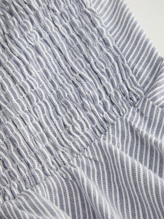 Cotton-blend Striped Halter Neckline Drawstring Peplum Hem Top