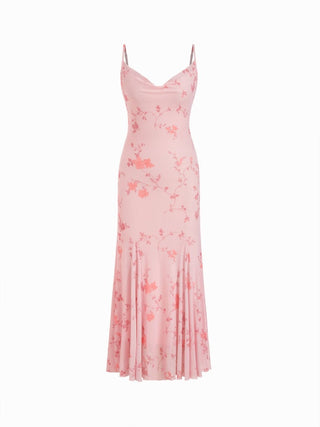 Mesh Sweetheart Floral A-line Maxi Dress