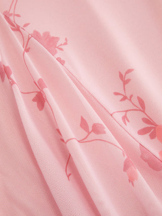 Mesh Sweetheart Floral A-line Maxi Dress