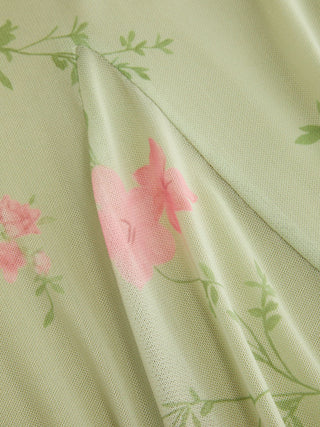 Mesh Sweetheart Floral A-line Maxi Dress