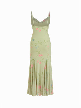 Mesh Sweetheart Floral A-line Maxi Dress