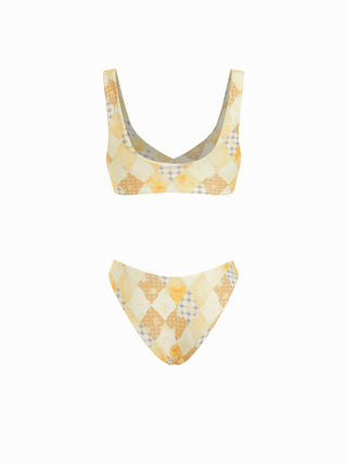 Check Twist Front Bikini Set