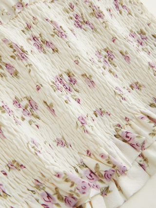 Woven Collarless Floral Crop Tops & Camis Blouses