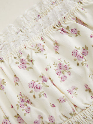 Woven Collarless Floral Crop Tops & Camis Blouses