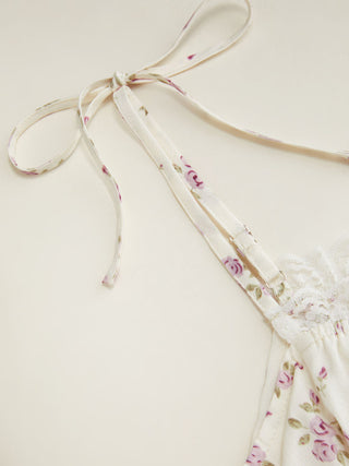 Woven Collarless Floral Crop Tops & Camis Blouses