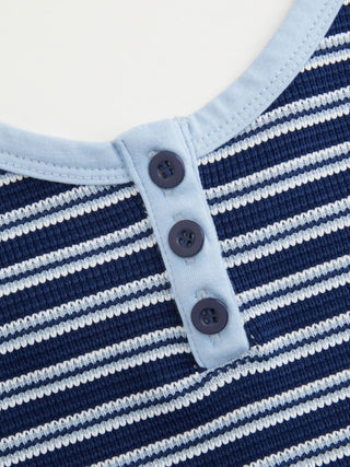 Cotton-blend Textured Stripe Halter Neckline Colorblock Top