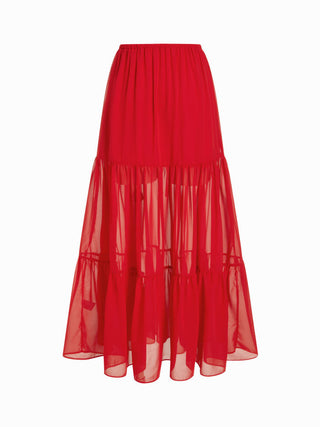 Chiffon Lace V-neck Top & Mid Rise Pleated Maxi Skirt Set