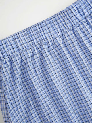 Woven Cotton Square Neck Lace Panel Gingham Top & Mid Rise Bubble Hem Shorts Set For Daily Casual