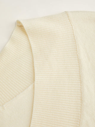 Knit Wool-blend V-neck Batwing Sleeve Short Sleeve Top