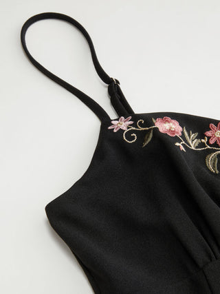 Floral Embroidery Sweetheart Neck Bubble Hem Mini Dress