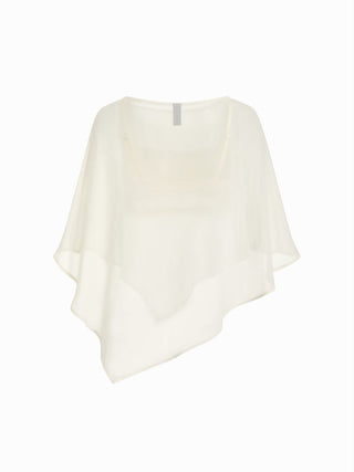 Sheer Lace Asymmetrical Poncho Top Two-Piece Set