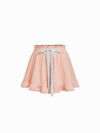 Woven Cotton Square Neck Bowknot Tank & High Rise Shorts Loungewear Set For Home Bedroom