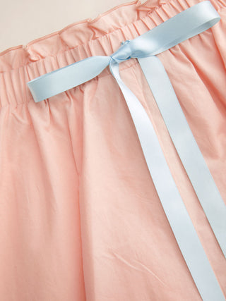 Woven Cotton Square Neck Bowknot Tank & High Rise Shorts Loungewear Set For Home Bedroom