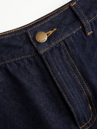 Denim Low Rise Washed Metal Detail A-line Mini Skort