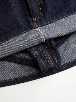 Denim Low Rise Washed Metal Detail A-line Mini Skort