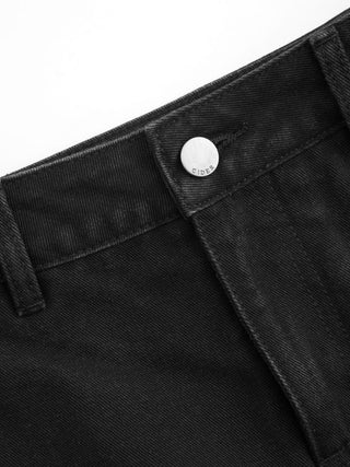 Denim Low Rise Washed Metal Detail A-line Mini Skort