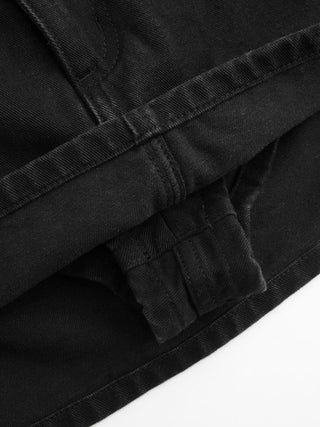 Denim Low Rise Washed Metal Detail A-line Mini Skort