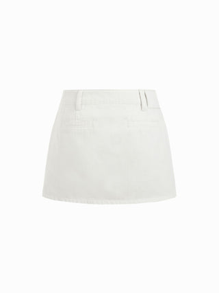 Denim Low Rise Washed Metal Detail A-line Mini Skort
