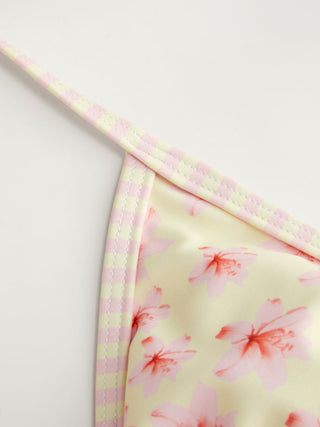 Halter Neckline Floral Tie Back Cheeky Bikini Set