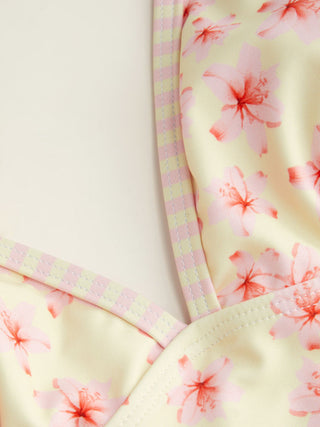 Halter Neckline Floral Tie Back Cheeky Bikini Set