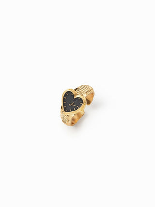 HEART & CLOCK PENDANT OPEN RING