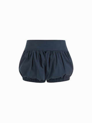 Cotton-blend Mid Rise Metal Detail Bloomer Shorts