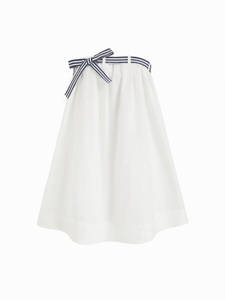 Cotton Bandeau Striped Bowknot Oversized Babydoll Mini Dress