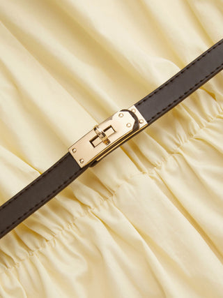 Cotton-blend Collar Shirt Maxi Dress With Metal Detail Belt