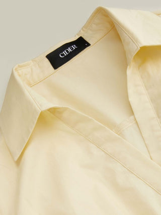Cotton-blend Collar Shirt Maxi Dress With Metal Detail Belt