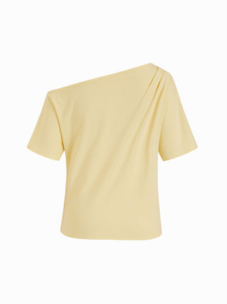 Cotton-blend Off-shoulder Sailing Graphic Embroidery Oversized Tee
