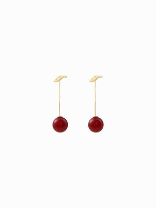 CHERRY & LEAF DROP EARRINGS For Date Party/Clubbing Picnic