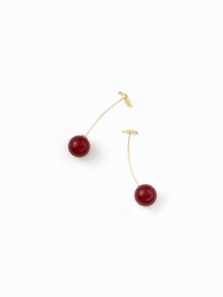 CHERRY & LEAF DROP EARRINGS For Date Party/Clubbing Picnic