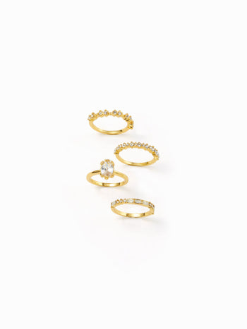 4PCS RHINESTONE RING SET For Date Party/Clubbing