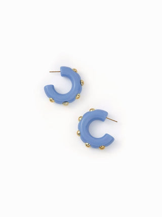 STUDDED C-SHAPED HOOP EARRINGS