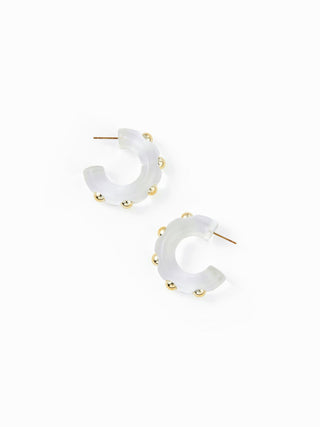 STUDDED C-SHAPED HOOP EARRINGS