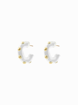 STUDDED C-SHAPED HOOP EARRINGS