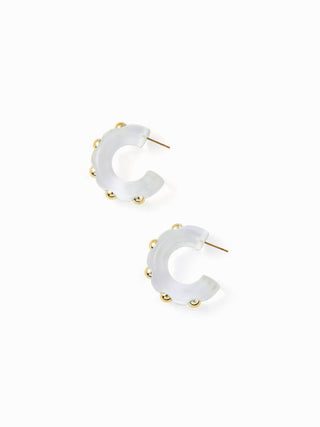 STUDDED C-SHAPED HOOP EARRINGS