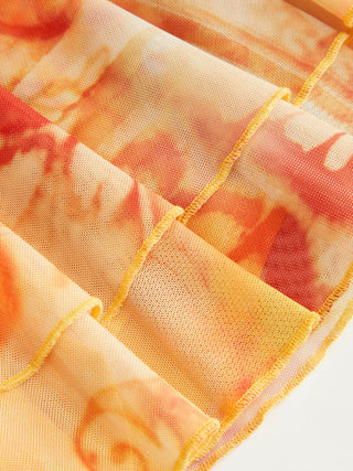 Mesh Mesh Abstract Halter Neckline Ruffled Low Rise A-line Mini Dress For Music Festival/Live House Vacation