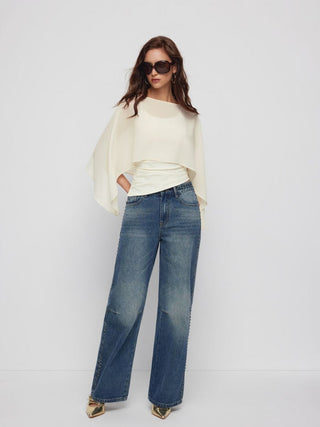 Ruched Cami Top & Chiffon Boat Neck Cape