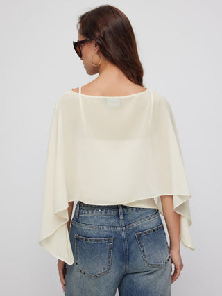Ruched Cami Top & Chiffon Boat Neck Cape