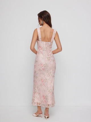 Lace Floral Sweetheart Twist Knotted Mermaid Maxi Cami Dress