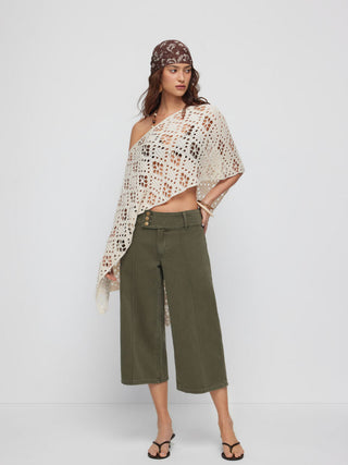 Crochet Knit Crochet Asymmetrical Neck Hollow Out Oversized Cape Top For Daily Casual Vacation