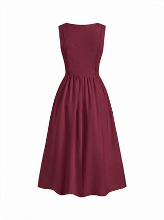 Wedding Wedding Guest Dress wedding guest wedding special occasion dresses Woven Linen-blend Square Neck Ruffle Midi Dress For Vacation