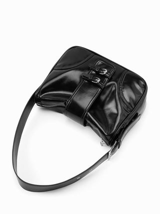 Faux Leather Faux fur DOUBLE BUCKLE SHOULDER BAG For Daily Casual Music Festival/Live House