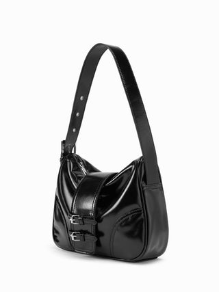 Faux Leather Faux fur DOUBLE BUCKLE SHOULDER BAG For Daily Casual Music Festival/Live House
