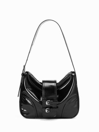 Faux Leather Faux fur DOUBLE BUCKLE SHOULDER BAG For Daily Casual Music Festival/Live House